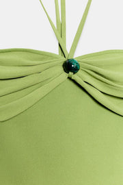 Robe bandeau en maille à détail boule