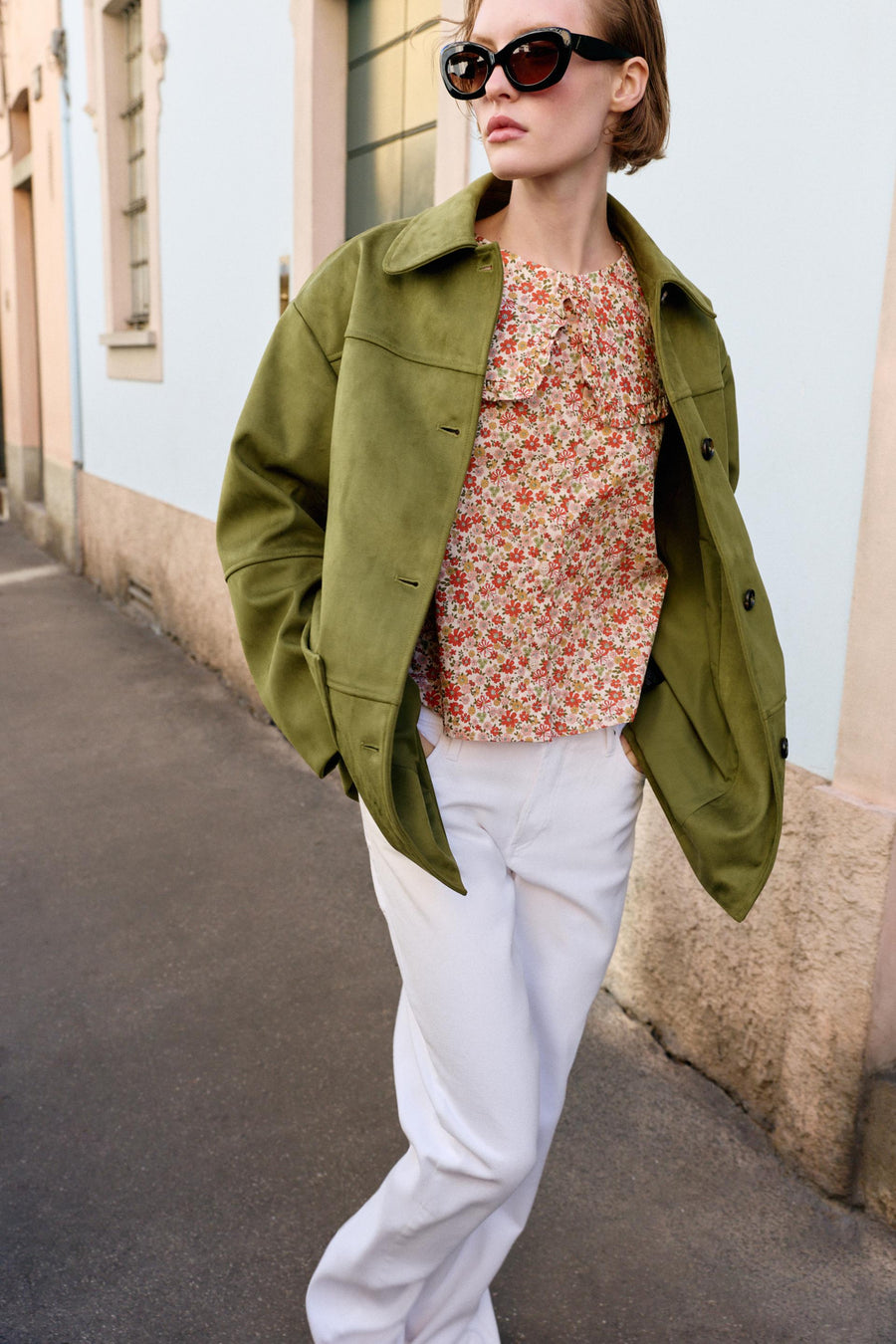 Manteau effet suédine