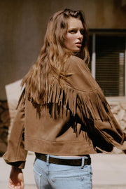 Blouson à franges effet suédine