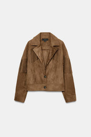 Blouson à franges effet suédine