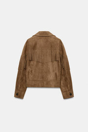Blouson à franges effet suédine