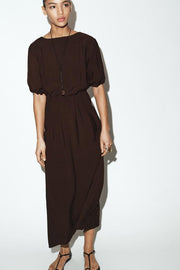Robe midi fluide à plis
