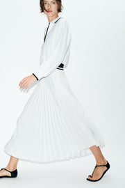 Robe midi contrastée plissée