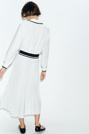 Robe midi contrastée plissée
