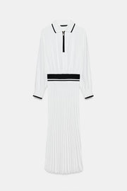 Robe midi contrastée plissée