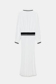 Robe midi contrastée plissée