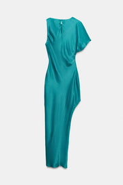 Robe midi satinée asymétrique