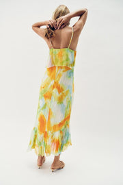 Robe midi imprimée à volants