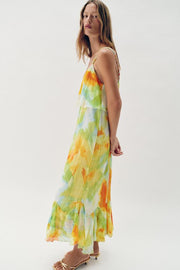 Robe midi imprimée à volants