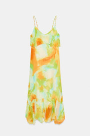 Robe midi imprimée à volants