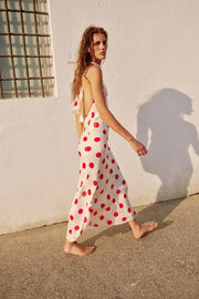 Robe midi dos-nu à pois