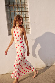Robe midi dos-nu à pois