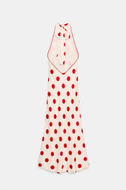 Robe midi dos-nu à pois