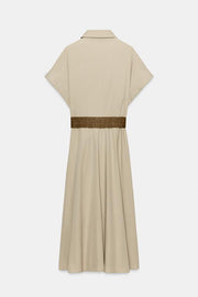 Robe midi en popeline avec ceinture