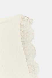Top côtelé en dentelle