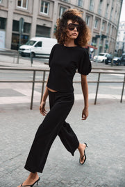 Top à manches bouffantes