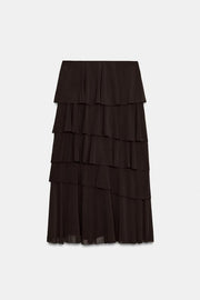 Jupe midi à volants