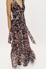 Robe longue en tulle à pois
