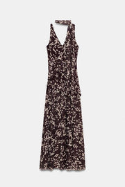 Robe longue en tulle à pois