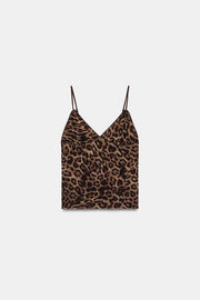Top en tulle imprimé animalier