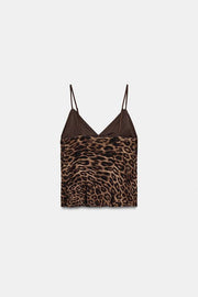 Top en tulle imprimé animalier