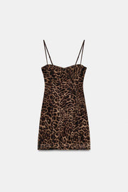 Robe corset en tulle imprimé animalier