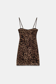 Robe corset en tulle imprimé animalier