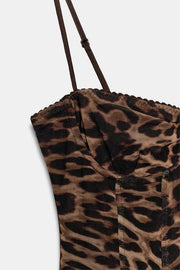 Robe corset en tulle imprimé animalier