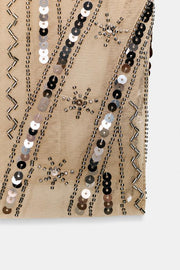 Top en tulle à perles à sequins