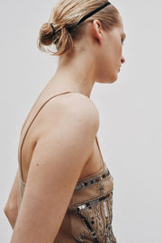Top en tulle à perles à sequins