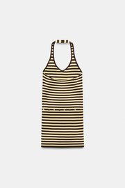 Robe dos-nu à rayures avec ceinture