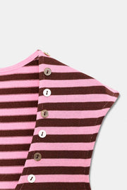 Top rayé à boutons