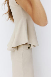 Top peplum piqué à manches courtes