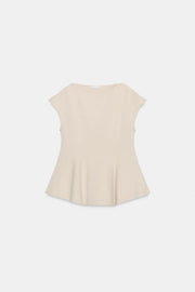 Top peplum piqué à manches courtes