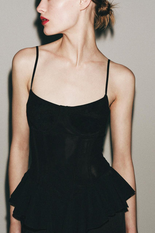 Corset en tulle à volants