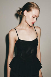 Corset en tulle à volants