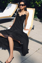Robe midi à fleurs en tulle