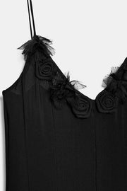 Robe midi à fleurs en tulle