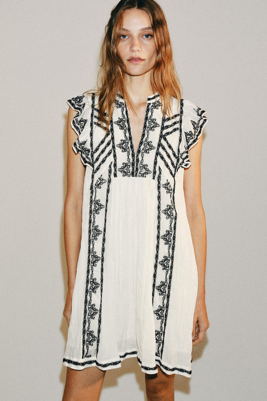 Robe brodée contrastée ZW Collection