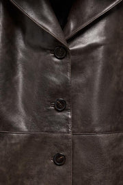 Veste en cuir à col en fourrure ZW Collection Édition limitée