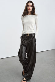 Pantalon en cuir à rayures ZW Collection Édition limitée
