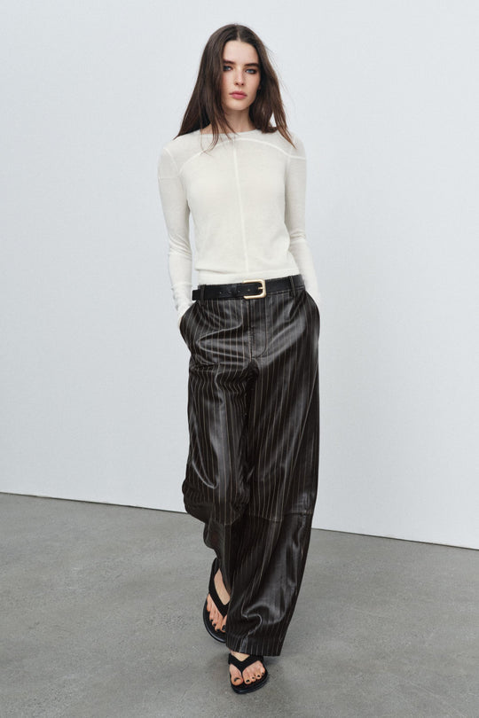 Pantalon en cuir à rayures ZW Collection Édition limitée