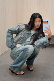 Blouson en denim TRF déchiré