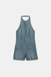 Combinaison courte dos-nu en denim TRF