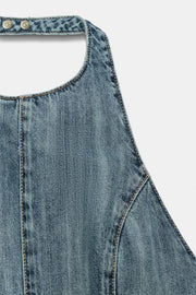 Combinaison courte dos-nu en denim TRF