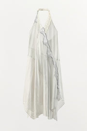Robe dos-nu à rayures en dentelle