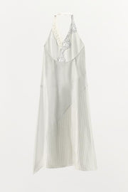Robe dos-nu à rayures en dentelle