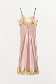 Robe midi satinée en dentelle
