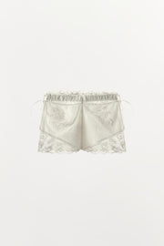Short contrasté en dentelle brodée