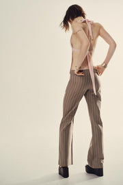 Pantalon évasé à rayures et boucle